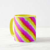 Gele roze Artdeco regenboogstrips Mok (Voorkant links)