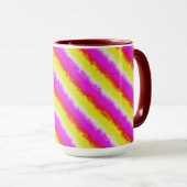 Gele roze Artdeco regenboogstrips Mok (Voorkant rechts)