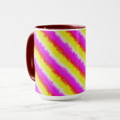 Gele roze Artdeco regenboogstrips Mok (Voorkant links)