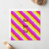 Gele roze Artdeco regenboogstrips Notitiekaartje (Voorkant / Achterkant in situ)