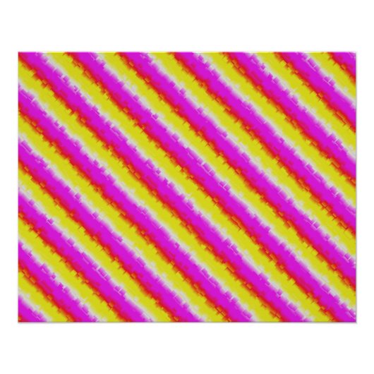 Gele roze Artdeco regenboogstrips Perfect Poster (Voorkant)