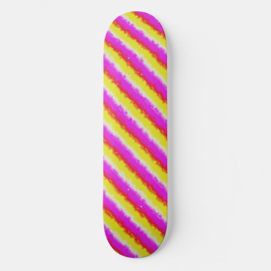 Gele roze Artdeco regenboogstrips Persoonlijk Skateboard (Voorkant)