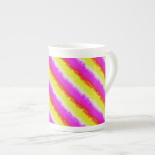 Gele roze Artdeco regenboogstrips Porselein Kop