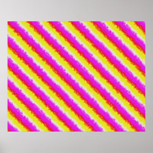 Gele roze Artdeco regenboogstrips Poster (Voorkant)