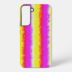 Gele roze Artdeco regenboogstrips Samsung Galaxy Hoesje