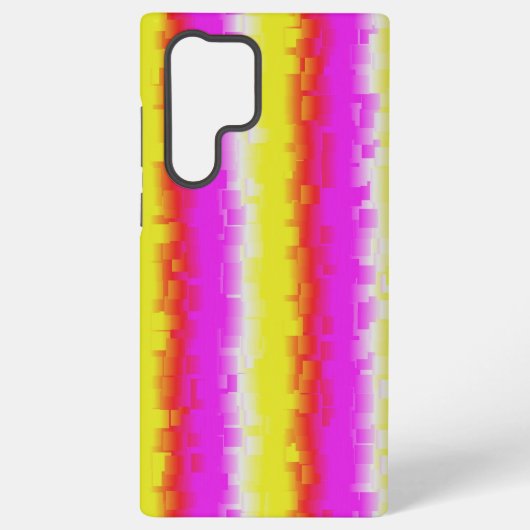 Gele roze Artdeco regenboogstrips Samsung Galaxy Hoesje (Achterkant)