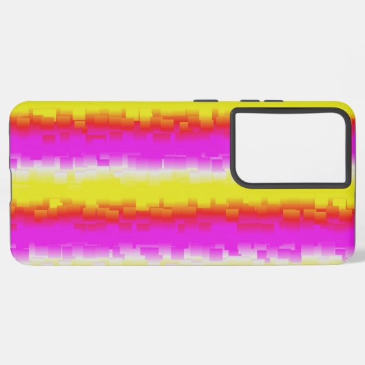 Gele roze Artdeco regenboogstrips Samsung Galaxy Hoesje (Linkerkant)