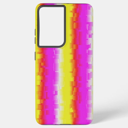 Gele roze Artdeco regenboogstrips Samsung Galaxy Hoesje (Achterkant)