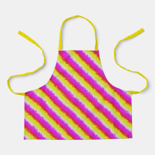 Gele roze Artdeco regenboogstrips Schort