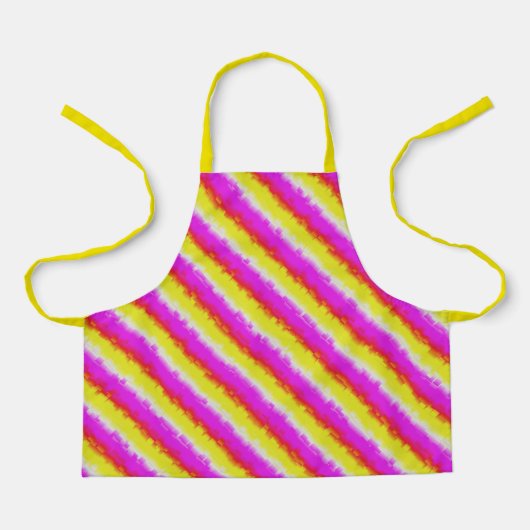 Gele roze Artdeco regenboogstrips Schort (Voorkant)