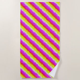 Gele roze Artdeco regenboogstrips Strandlaken