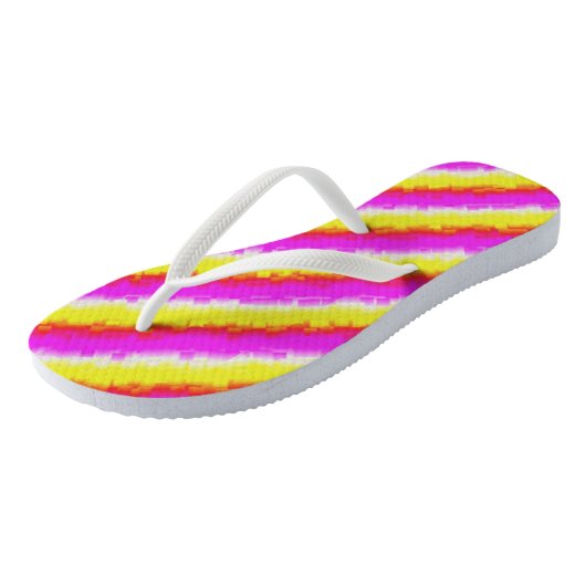 Gele roze Artdeco regenboogstrips Teenslippers (Schuin)
