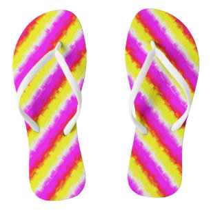 Gele roze Artdeco regenboogstrips Teenslippers