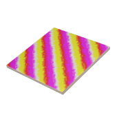 Gele roze Artdeco regenboogstrips Tegeltje (Zijkant)