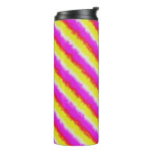 Gele roze Artdeco regenboogstrips Thermosbeker (Gedraaid links)