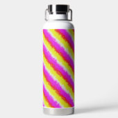Gele roze Artdeco regenboogstrips Waterfles (Achterkant)