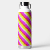 Gele roze Artdeco regenboogstrips Waterfles (Voorkant)
