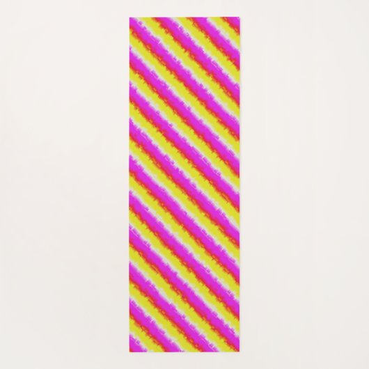 Gele roze Artdeco regenboogstrips Yogamat (Achterkant)