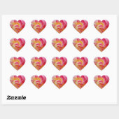 gele roze bladen hart sticker (Vel)