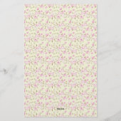 Gele Roze Bloemige Coquette Strik Aangepaste Naam Briefpapier (Achterkant)