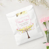 Gele Roze Bloemige Vogel Bruiloft Dank Je Bedankzakje (Gezegeld)
