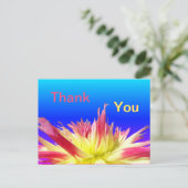 Gele Roze Dahlia Blauwe HARTELIJK DANK Ansichtkaar Briefkaart (Staand voorkant)