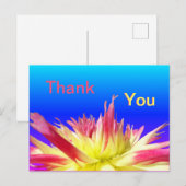 Gele Roze Dahlia Blauwe HARTELIJK DANK POSTKAART (Voorkant / Achterkant)