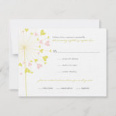 Gele roze dandelions Love Wedding RSVP Kaart (Voorkant)