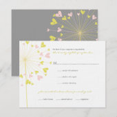 Gele roze dandelions Love Wedding RSVP Kaart (Voorkant / Achterkant)