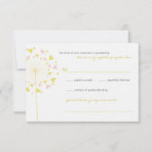Gele roze dandelions Love Wedding RSVP Kaart (Voorkant)