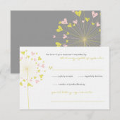 Gele roze dandelions Love Wedding RSVP Kaart (Voorkant / Achterkant)