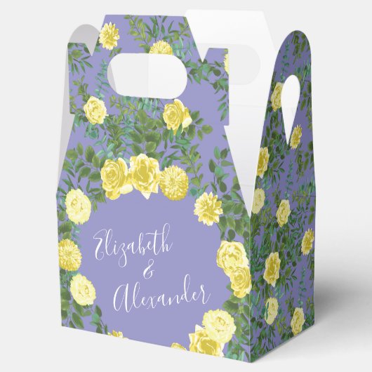 Gele roze en Paarse periwinkle bruiloft Bedankdoosjes (Geopend)