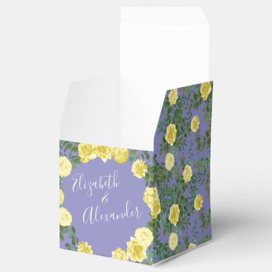 Gele roze en Paarse periwinkle bruiloft Bedankdoosjes (Geopend)