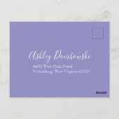 Gele roze en Paarse periwinkle bruiloft Briefkaart (Achterkant)