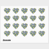 Gele roze en Paarse periwinkle bruiloft Hart Sticker (Vel)