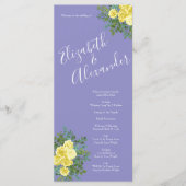 Gele roze en Paarse periwinkle bruiloft Menu (Voorkant)