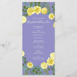 Gele roze en Paarse periwinkle bruiloft Menu