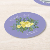 Gele roze en Paarse periwinkle bruiloft Ronde Kartonnen Onderzetter (Gebogen)