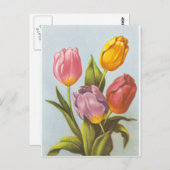  gele, roze en Paarse Tulpen Briefkaart (Voorkant / Achterkant)