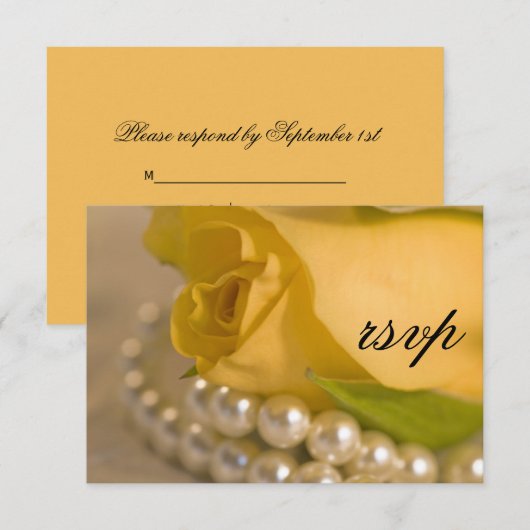 Gele roze en witte parelbruine RSVP-Kaart RSVP Kaartje (Voorkant / Achterkant)