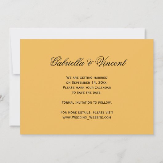 Gele roze en witte parels bruiloft sparen de Datum Kaart (Achterkant)