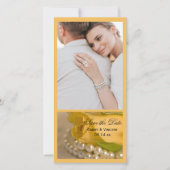 Gele roze en witte parels bruiloft sparen de Datum Save The Date (Voorkant)