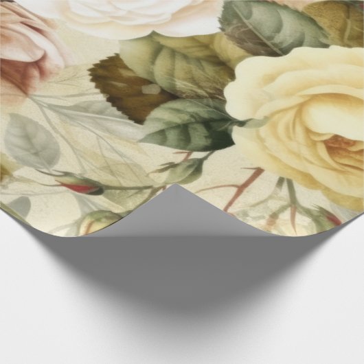  gele roze en witte rozen cadeaupapier (Hoek)