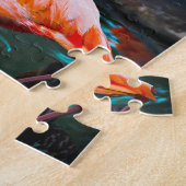 Gele roze flamingo vogels durven anders te zijn legpuzzel (Zijkant)