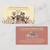 Gele roze Floral Botanic Dog Walker Visitekaartje (Voorkant / Achterkant)