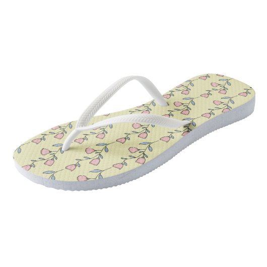 Gele roze Floral Teenslippers (Schuin)
