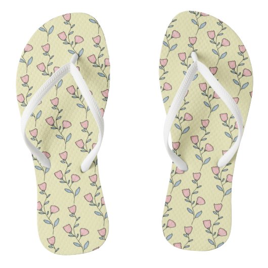 Gele roze Floral Teenslippers (Voetbed)