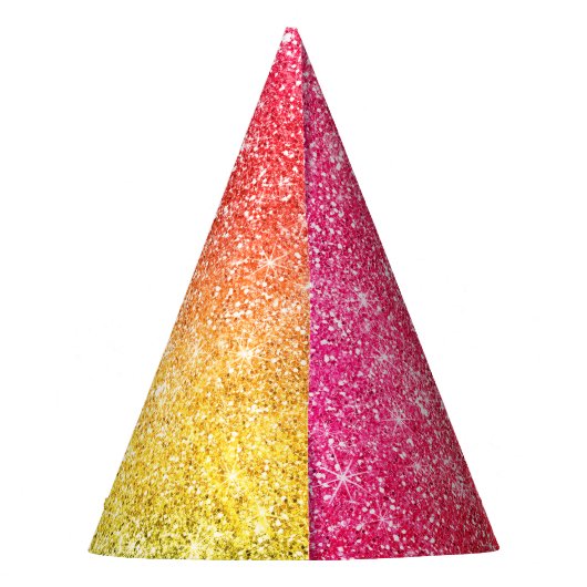 Gele roze goudbruin Glitter Feesthoedjes (Achterkant)