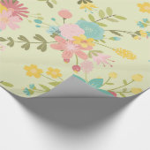 Gele roze groene bloemen cadeaupapier (Hoek)