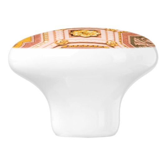 Gele Roze Hongaarse Architectuur Keramische Knop (Zijkant)